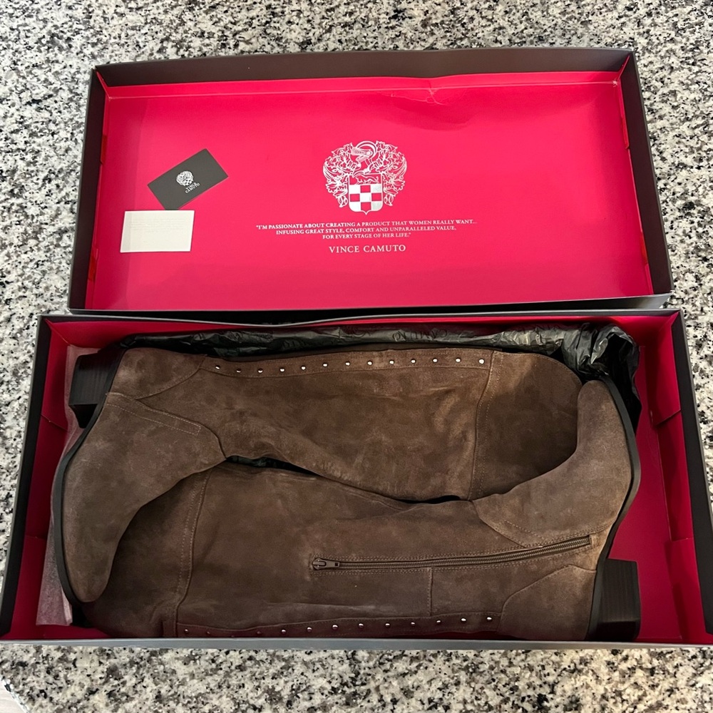 NIB! Vince Camuto Briella Over the Knee Suede Boots- Taupe 9W